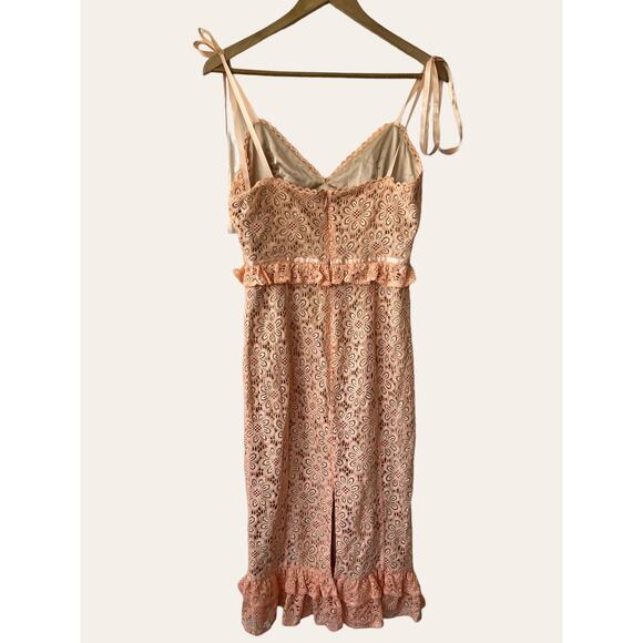 Majorelle Revolve Ellington Peach Lace Tie Strap Coquette Midi Dress Size M - Picture 7 of 12